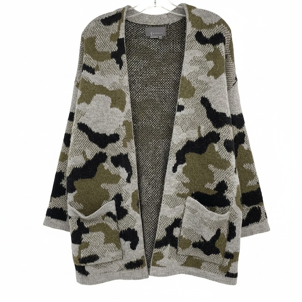 Anthropologie Gray Green Black Camouflage Knit Cardigan | Womens XS